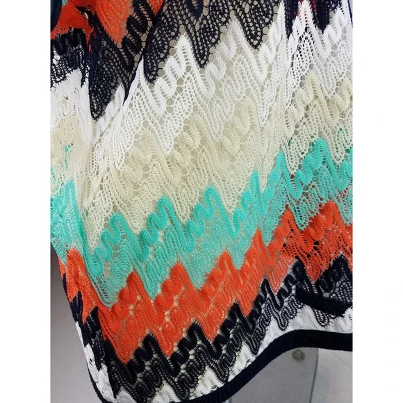 Nordstrom BOBEAU Women's Sz Small Knit Top Blouse Sheer Flame Stitch EUC - Picture 6 of 8